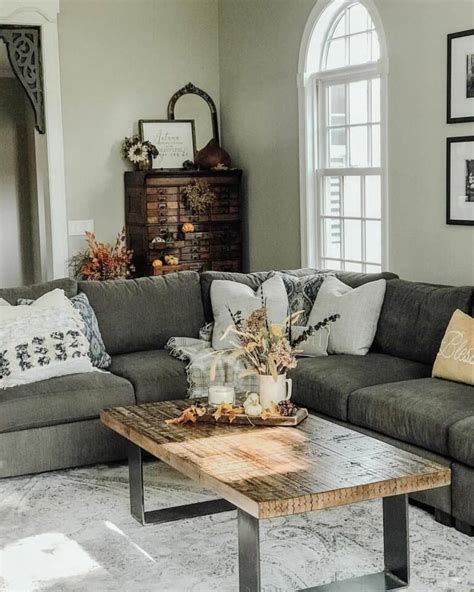 Living Room Corner Décor With Gray Sectional - Soul & Lane