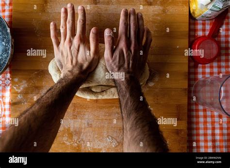 Mans Hands Kneading Dough Hi Res Stock Photography And Images Alamy