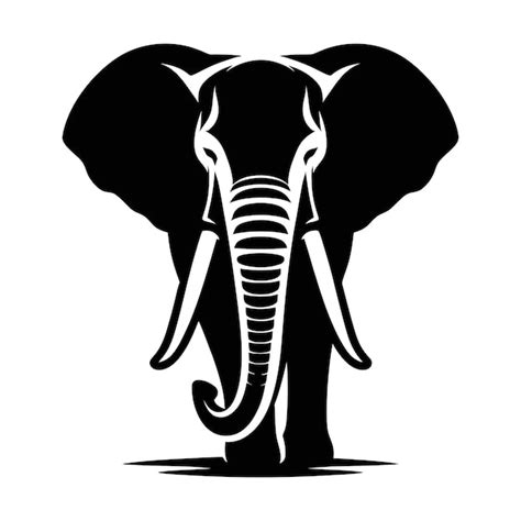 Silueta De Elefante En Blanco Y Negro Silueta Salvaje Vector Premium