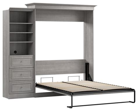 Bestar Versatile Engineered Wood Queen Murphy Bed And Organizer In