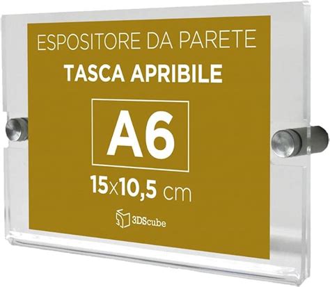 3DScube Espositore in plexiglass di qualità da parete targa a tasca