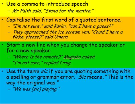 Speech Marks Mr Parkes Technical Skills