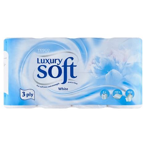 Tesco Soft Luxury White toaletný papier 3 vrstvy 8 kotúčov Tesco