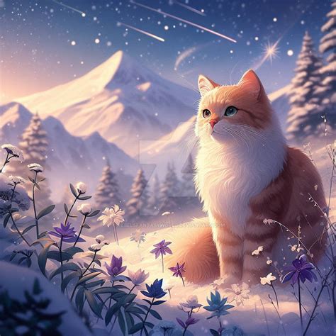 cat in the snow digital illustration by RebelsFantasyWorld on DeviantArt