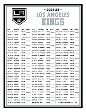 Printable 2024-2025 Los Angeles Kings Schedule