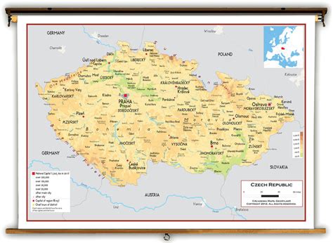 Czech Republic Physical Educational Map from Academia Maps | World Maps ...