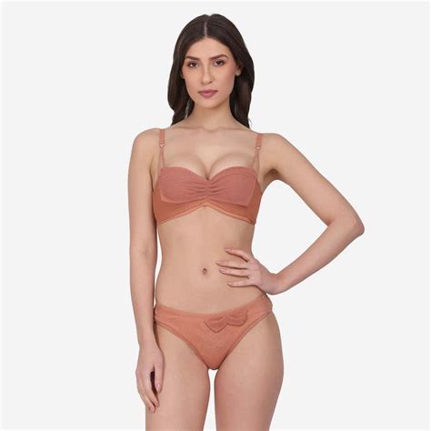 Buy Da Intimo Lace Lingerie Set Brown Online