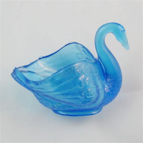 Fenton Celeste Blue Carnival Glass Pastel Swan Salt Carnival Glass