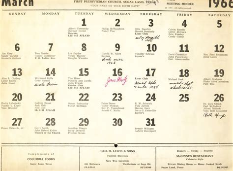 march  calendar
