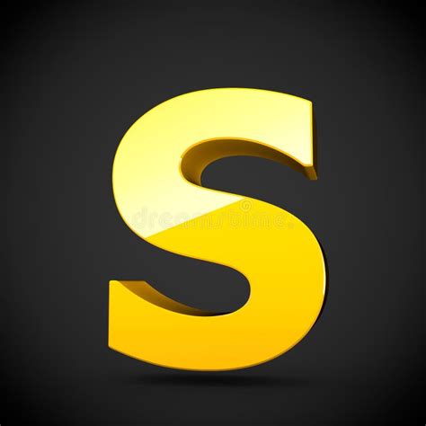 Glossy Yellow Paint Letter S Uppercase With Softbox Reflection Stock