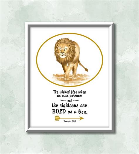 Bible Verse Printable Lion With Quotes Scripture Prints Lion