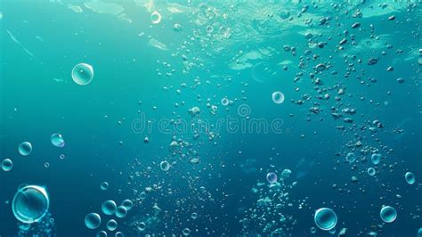 Underwater Bubbles Ascending in Deep Blue Ocean Stock Photo - Image of ...