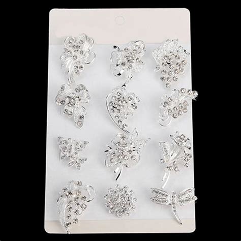 Cheap 12pcs Womens Rhinestone Hollow Flower Butterfly Bridal Scarf