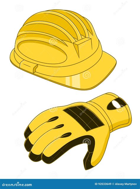 Safety Helmet and Work Glove Stock Vector - Illustration of beautiful