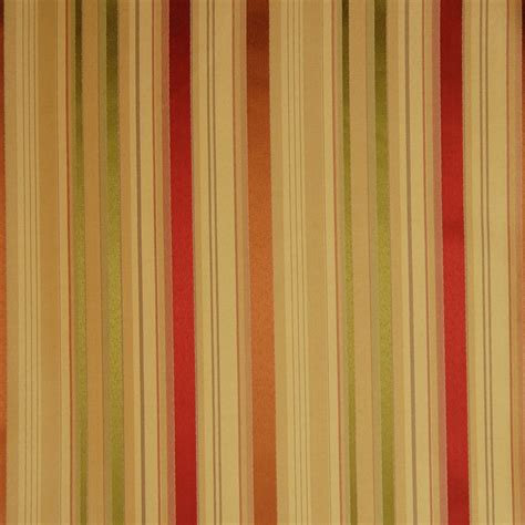 Harvest Gold Red Beige Stripe Faux Silk Woven Upholstery Fabric