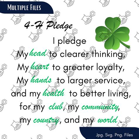 4-H Pledge Jpg Svg Png File - Etsy