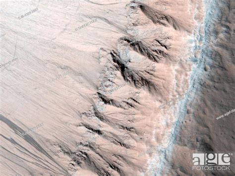 Gullies At The Edge Of Hale Crater Stock Photo Picture And Rights