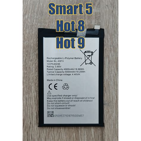 แบตเตอร For infinix Hot 8 infinix Hot 8 Lite Smart 5 Battery Model BL 49FX Shopee Thailand