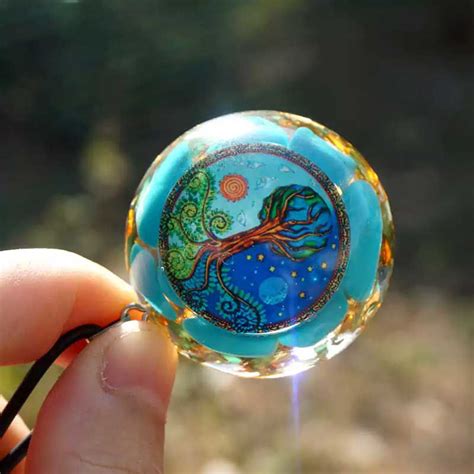 Mulany MN508 Turquoise Orgone Tree Of Life Necklace Tittac