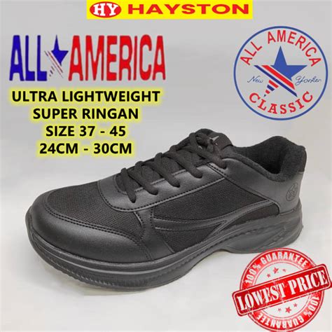 All America 4920 Kasut Sekolah Hitam Bertali Super Ringan Suitable For