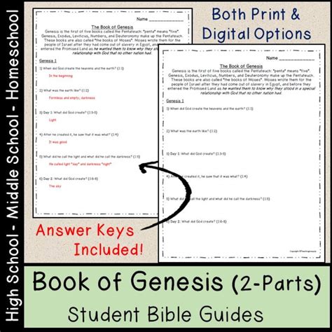 Book Of Genesis Bible Study Question 2 Part Guide Etsy