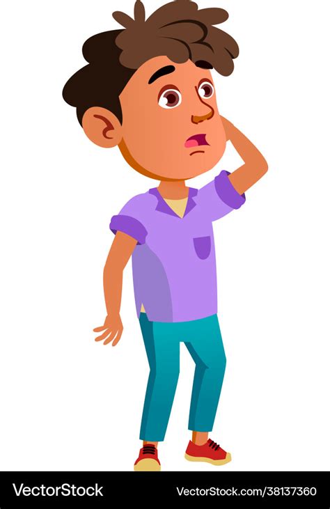 Shocked hispanic boy lost in thought cartoon Vector Image