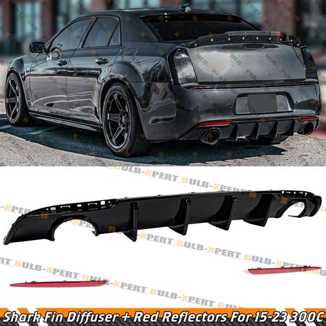 For Chrysler Gloss Black V Dual Exhaust Rear Diffuser W Red