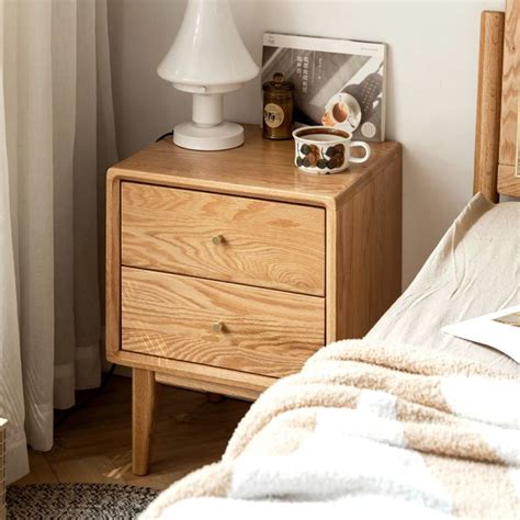 Oslo Natural Solid Oak Bedside Table Design Two Archipro Nz