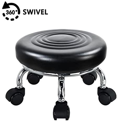 Wiaio Modern Roller Seat Pu Cuir Bas Rond Tabouret Roulant Pivotant