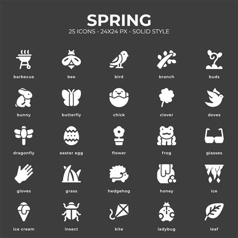 Spring Icon Pack With Black Style 10595735 Vector Art at Vecteezy