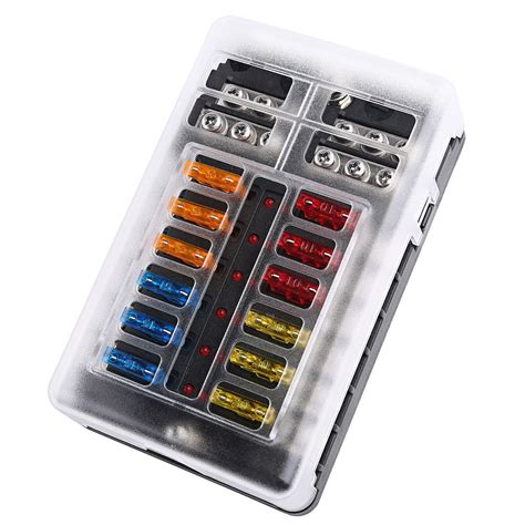 12 Way Blade Fuse Box Block Holder LED Indicator 12V 32V Auto Marine