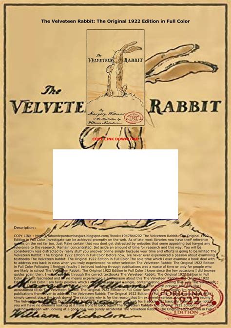 Book Read The Velveteen Rabbit The Original Edition In Full Color