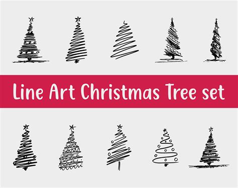 line art Christmas tree, vector design 33886303 Vector Art at Vecteezy