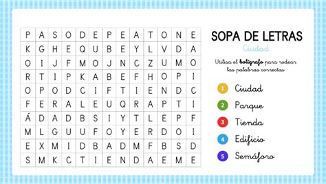 Sopa De Letras Ciudad