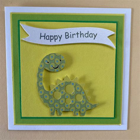 Dinosaur Birthday Card Green Dino Card Etsy Canada Beautiful