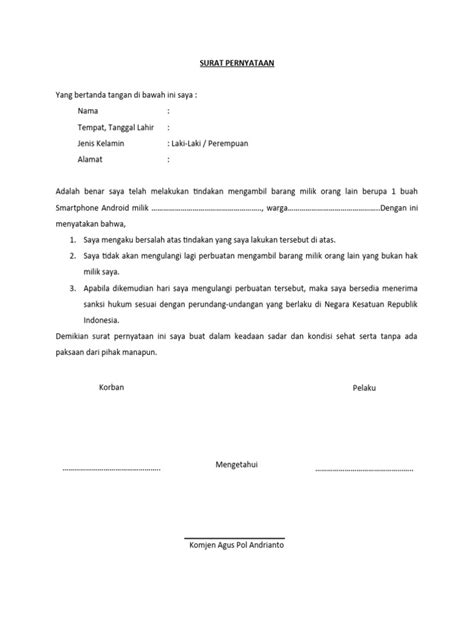 Surat Pernyataan Mencuri Pdf