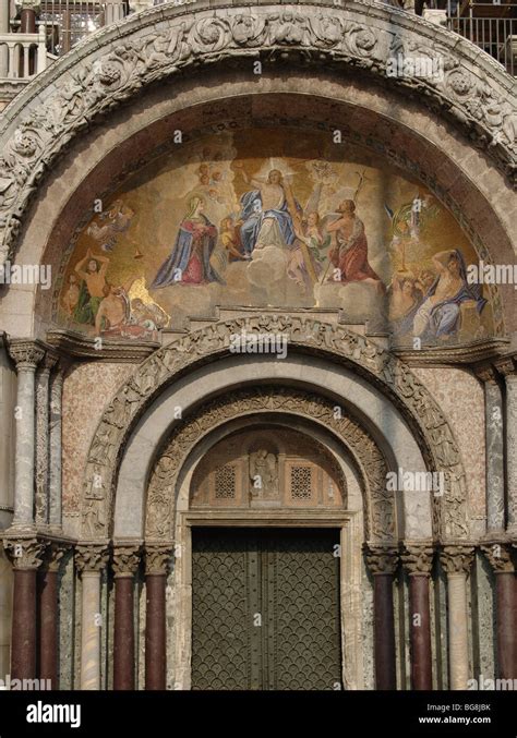 Saint Mark's Basilica. Mosaics that adorn the arches of the facade of ...