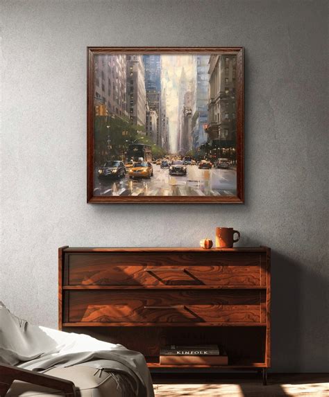 New York City Street View Oil Painting on Canvas Manhattan Landscape ...