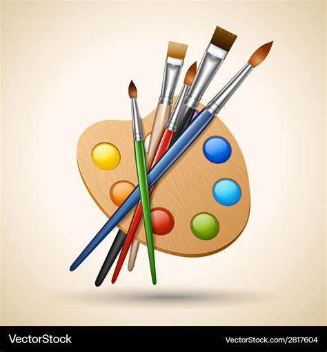 Palette With Paint Brushes Royalty Free Vector Image