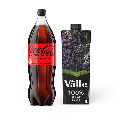 Kit 1 Del Valle 100 Uva TP 1L 1 Coca Cola Sem Açúcar PET 1 5L