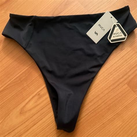 RVCA Swim Nwt Rvca Womens Bikini Bottom Black Solid High Rise Cheeky French Coverage Poshmark