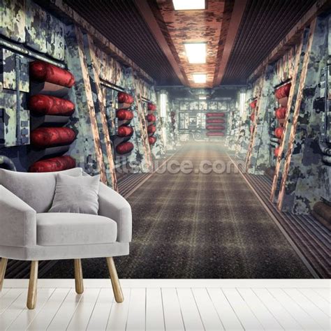 Spaceship Corridor Wall Mural Wallsauce Au