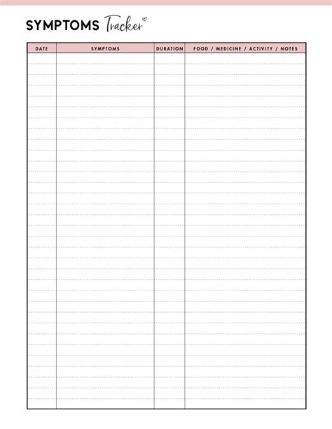 Free Symptom Tracker Printable Pdf World Of Printables