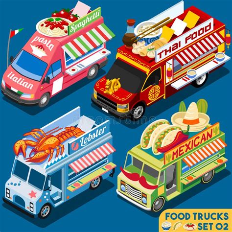 Food Truck 07 Vehicle Isometric Stock Vector Illustration Of