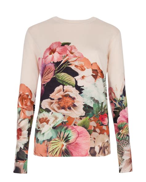 Ted baker Ivorry Tangled Floral Print Sweater in Natural | Lyst