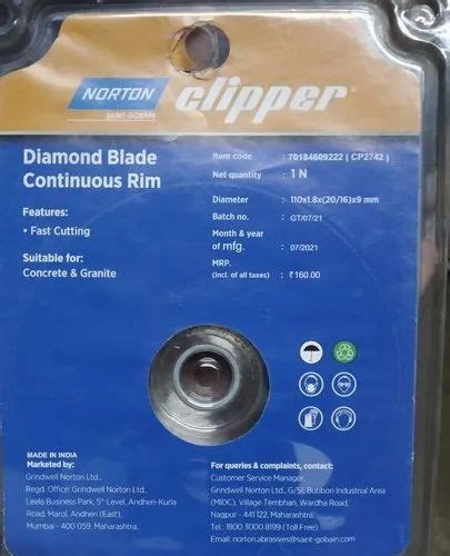 4 Inch Cp2742 Norton Clipper Diamond Blade For Tile Cutting 8 At ₹ 100 Piece In Thrissur