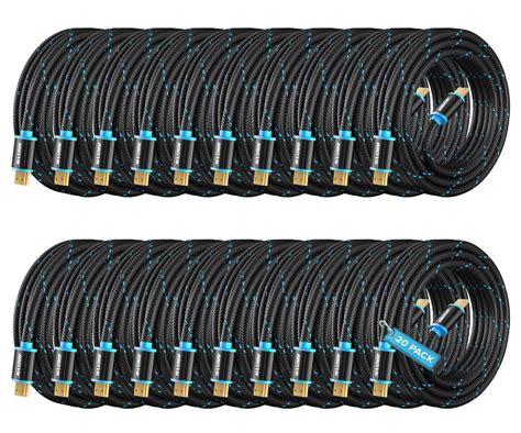 Hdmi Cable 4k Ultra Hd 12 Foot 20 Pack Nylon Braided Hdmi 20 Cable High Speed