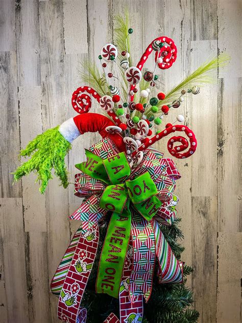 Grinch Inspired Tree Topper, Green Monster Tree Topper, Christmas Tree Topper, Deluxe Grinch ...