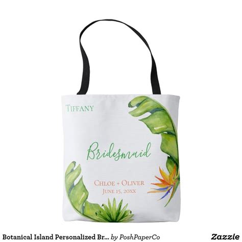 Botanical Island Personalized Bridesmaid Tote Bag Zazzle