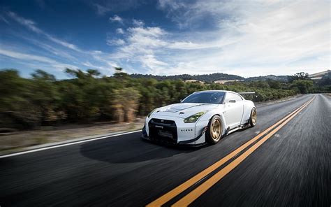 1920x1080px | free download | HD wallpaper: Nissan GT-R white car speed ...